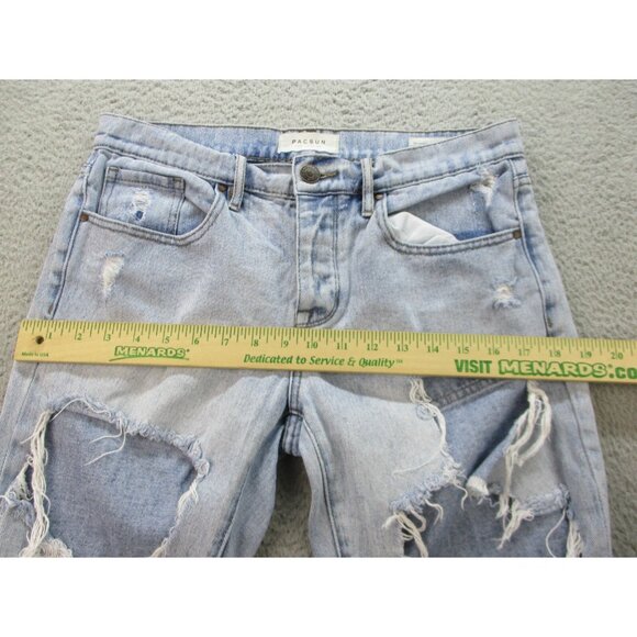 PACSUN 90's Boyfriend Jeans Women 27 Blue Straight Distressed Ripped Light Wash - Picture 5 of 11